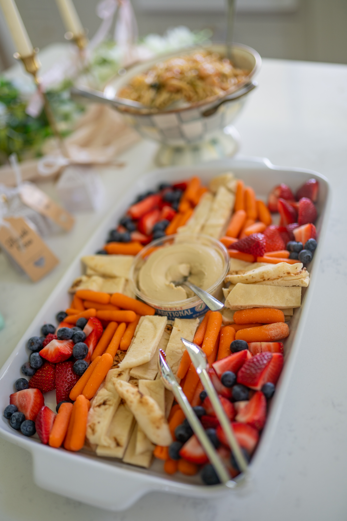 baptism reception, baby dedication, baptism, reception food, cross fruit and veggie plate 